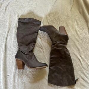 Gray and brown JustFab Unnati boots Women's 8.5